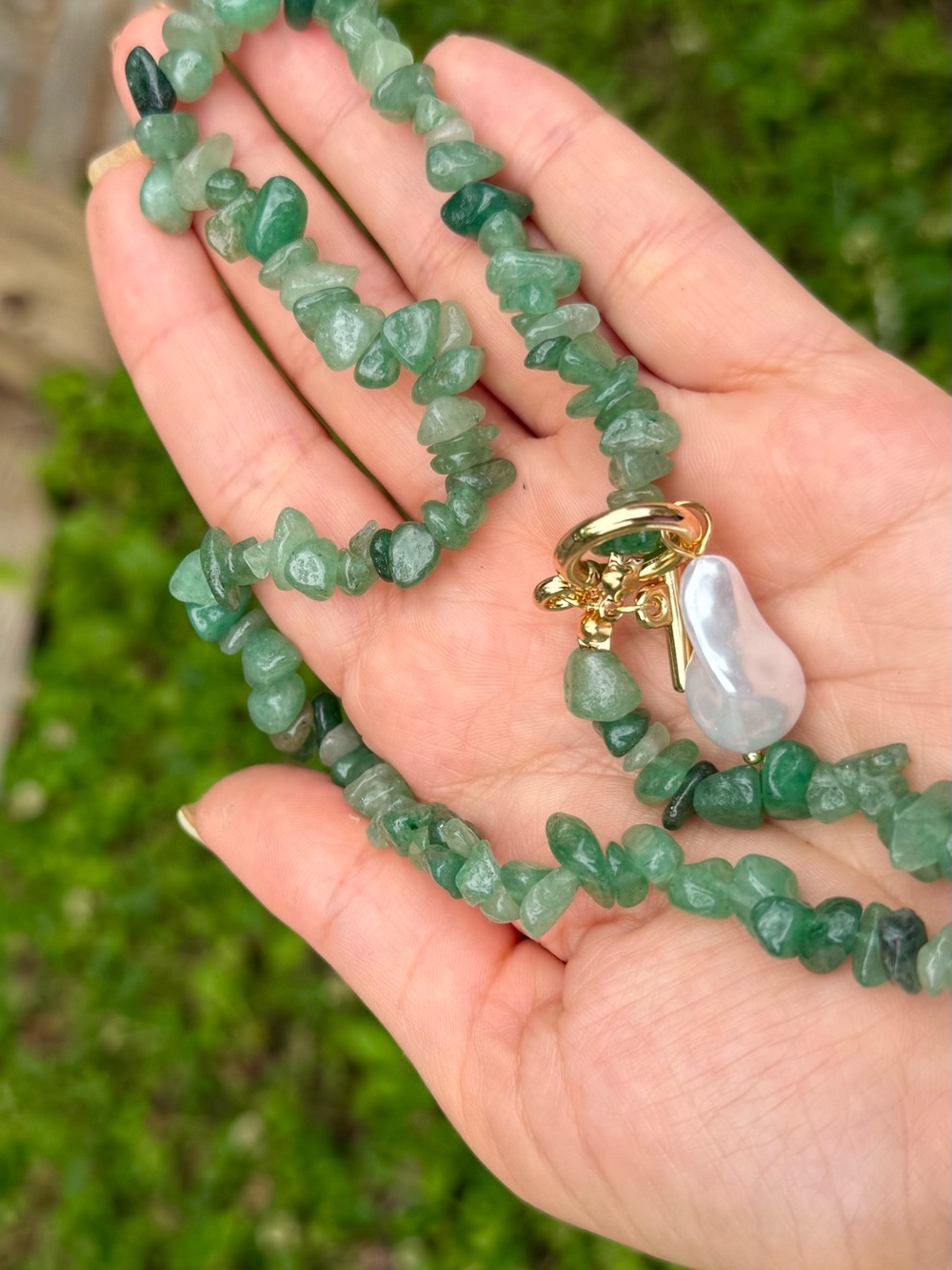 Elegant green pearl necklace and bracelet set - Picture 5 of 5